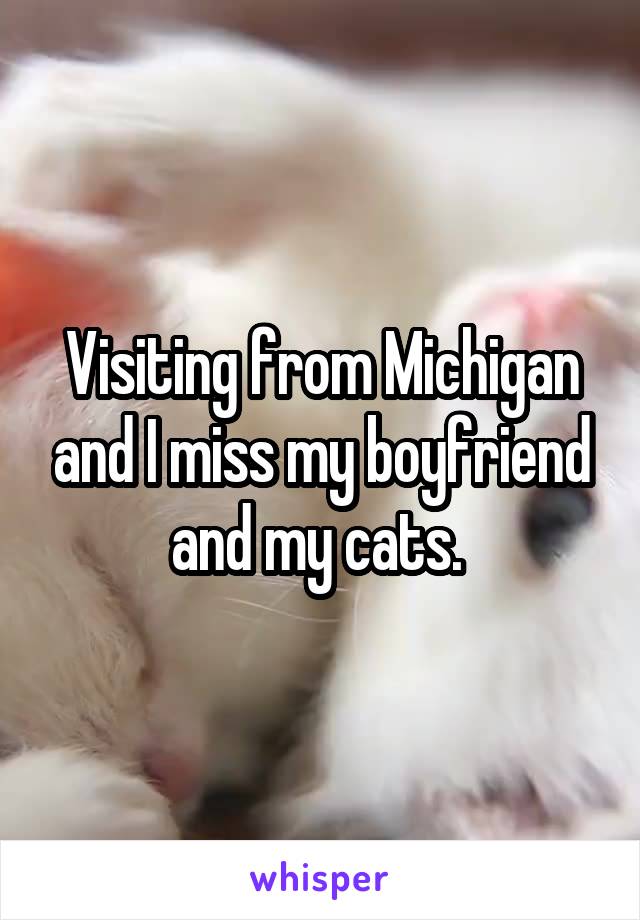 Visiting from Michigan and I miss my boyfriend and my cats. 