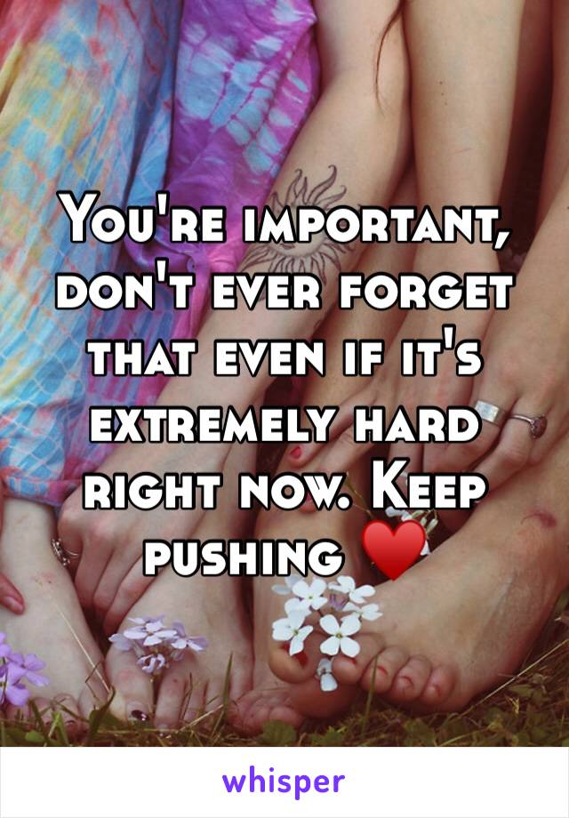 You're important, don't ever forget that even if it's extremely hard right now. Keep pushing ♥️