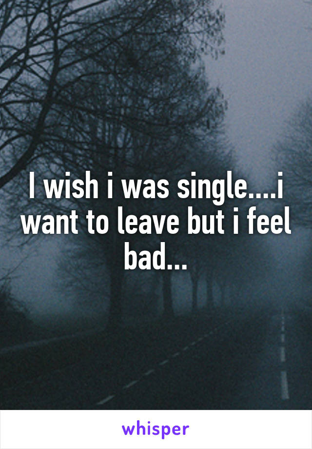 I wish i was single....i want to leave but i feel bad...