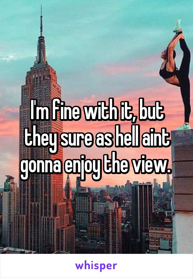 I'm fine with it, but they sure as hell aint gonna enjoy the view. 