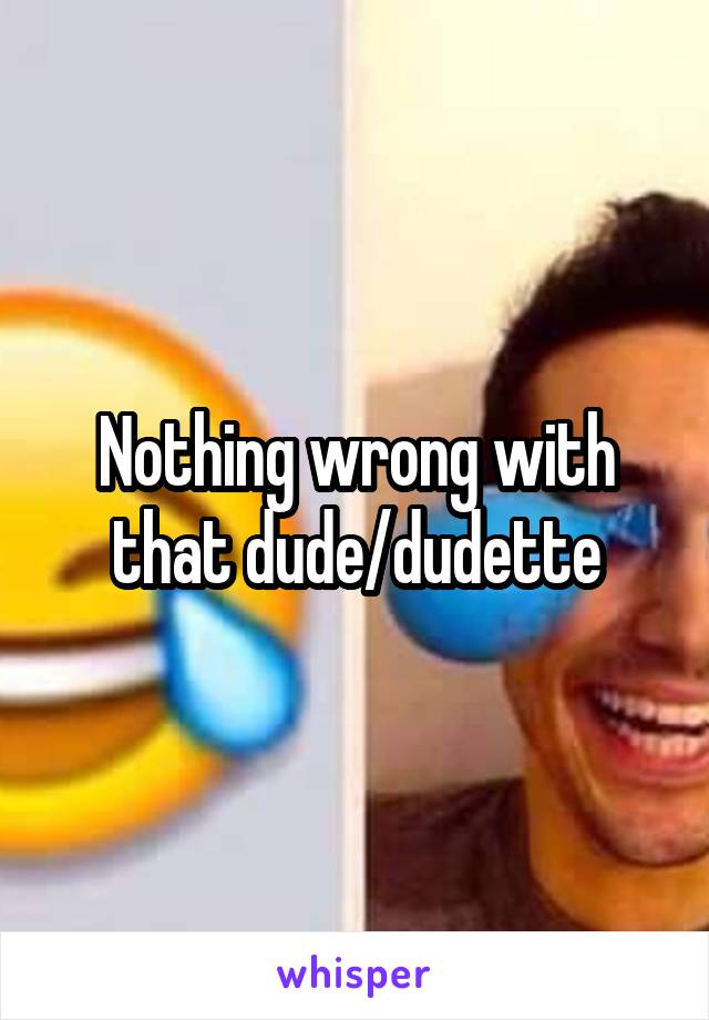 Nothing wrong with that dude/dudette