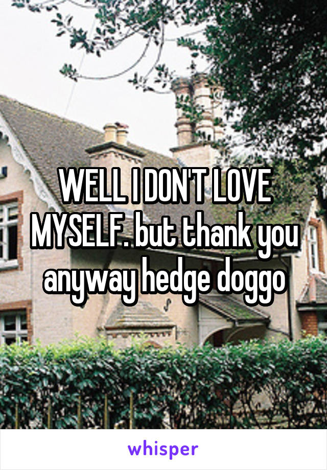 WELL I DON'T LOVE MYSELF. but thank you anyway hedge doggo