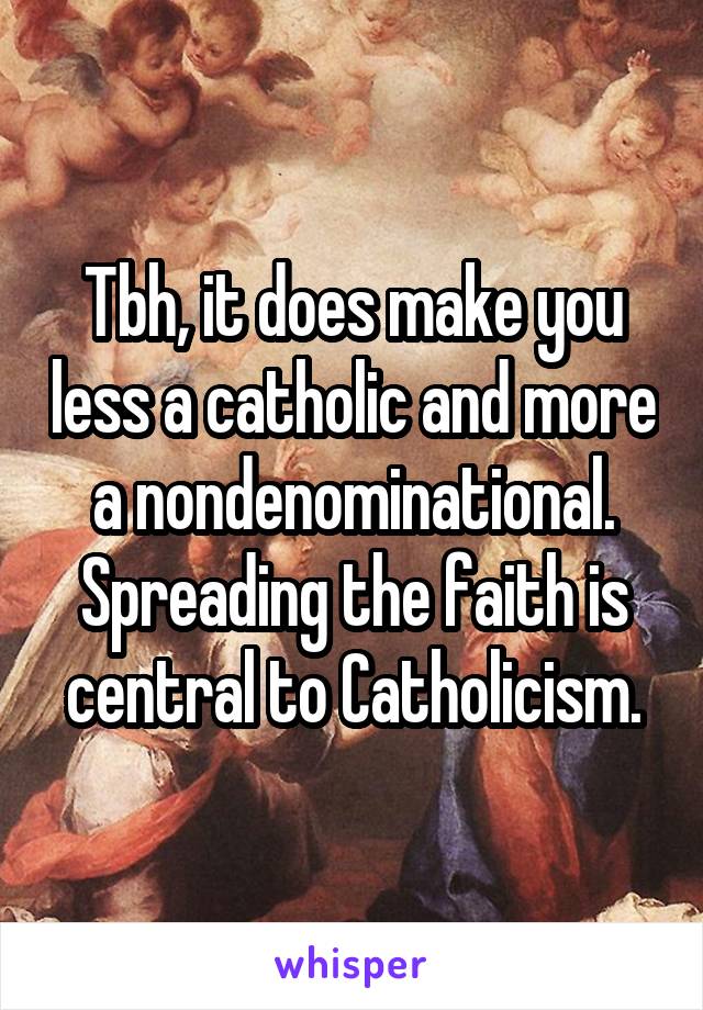 Tbh, it does make you less a catholic and more a nondenominational. Spreading the faith is central to Catholicism.