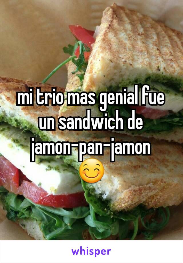 mi trio mas genial fue un sandwich de     jamon-pan-jamon
😊