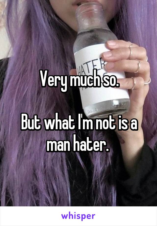 Very much so.

But what I'm not is a man hater. 