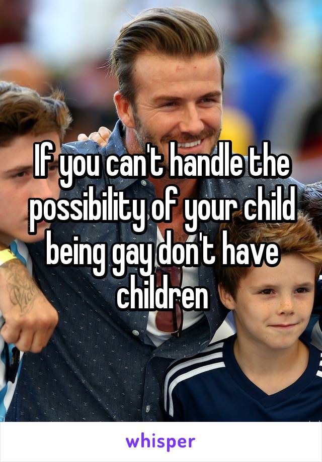 If you can't handle the possibility of your child being gay don't have children