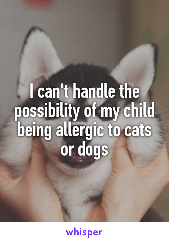 I can't handle the possibility of my child being allergic to cats or dogs