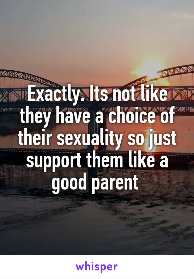 Exactly. Its not like they have a choice of their sexuality so just support them like a good parent 