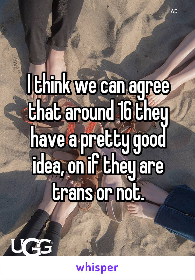 I think we can agree that around 16 they have a pretty good idea, on if they are trans or not.