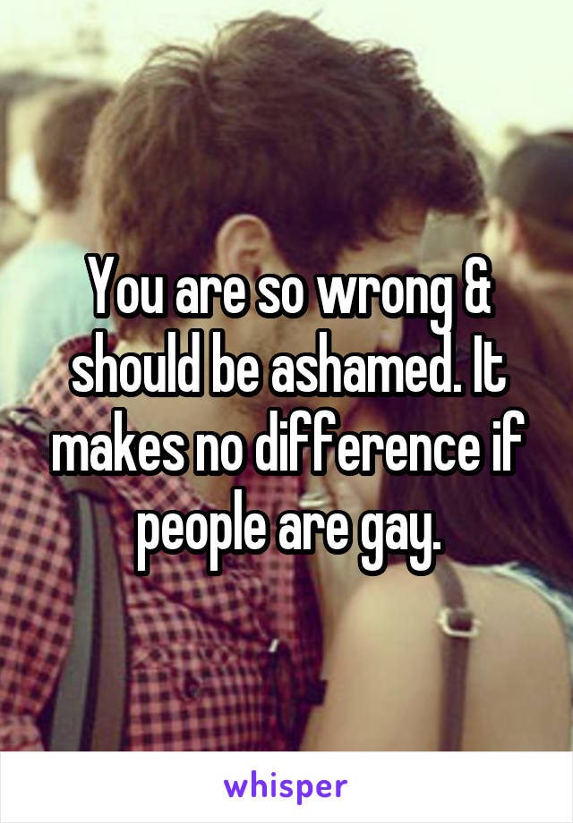 You are so wrong & should be ashamed. It makes no difference if people are gay.