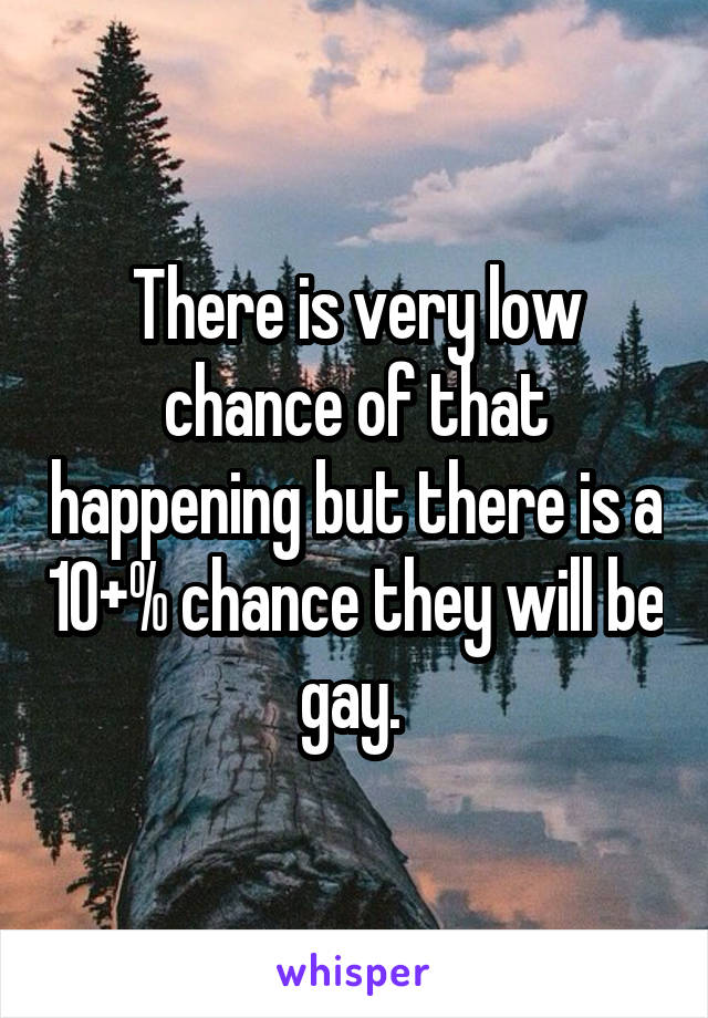 There is very low chance of that happening but there is a 10+% chance they will be gay. 