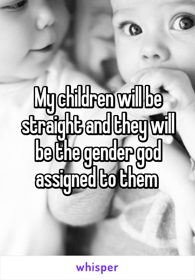 My children will be straight and they will be the gender god assigned to them 