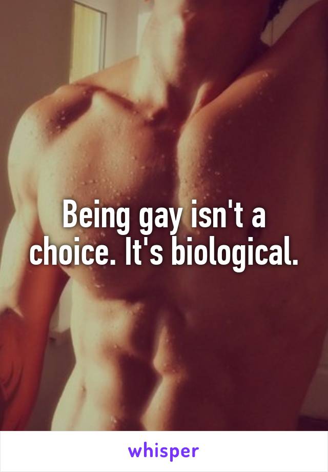 Being gay isn't a choice. It's biological.