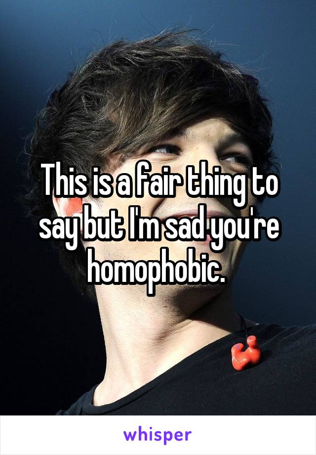 This is a fair thing to say but I'm sad you're homophobic. 