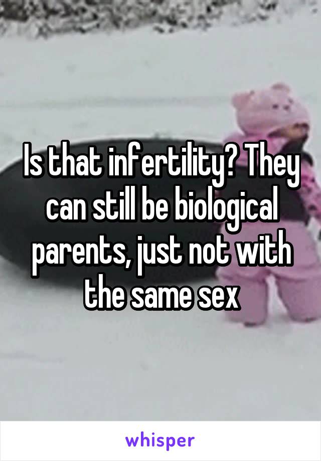 Is that infertility? They can still be biological parents, just not with the same sex