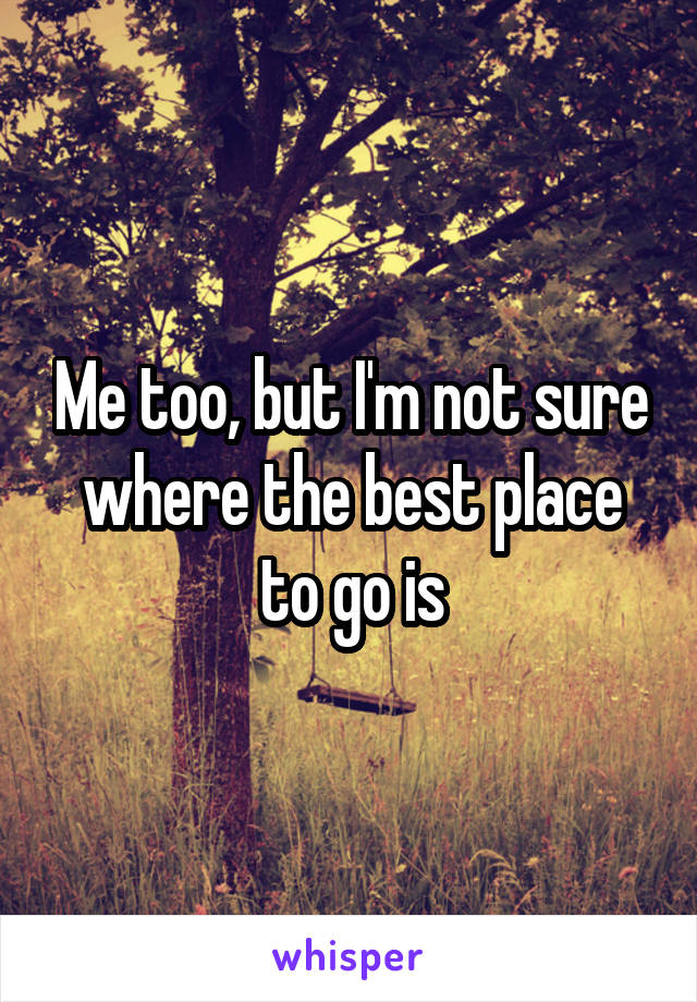 Me too, but I'm not sure where the best place to go is