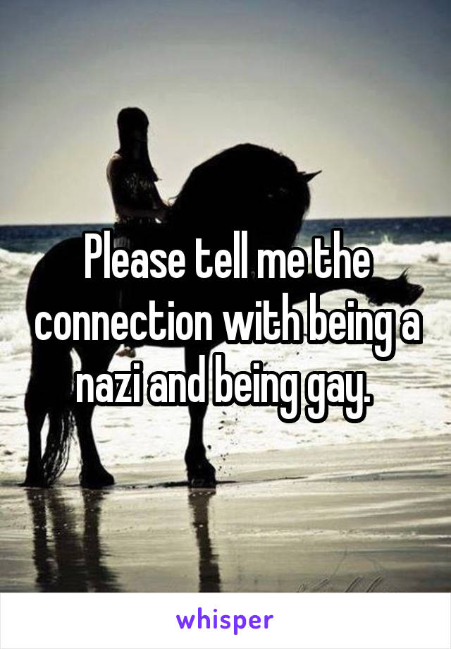 Please tell me the connection with being a nazi and being gay. 