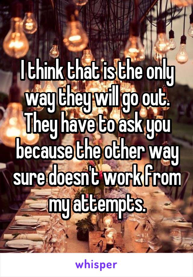 I think that is the only way they will go out. They have to ask you because the other way sure doesn't work from my attempts.