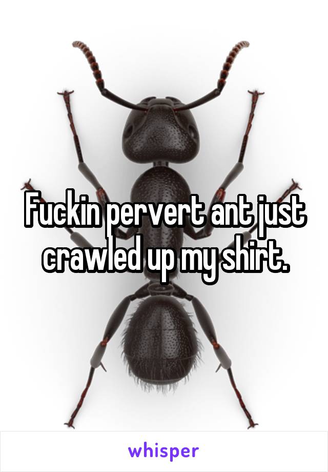 Fuckin pervert ant just crawled up my shirt.