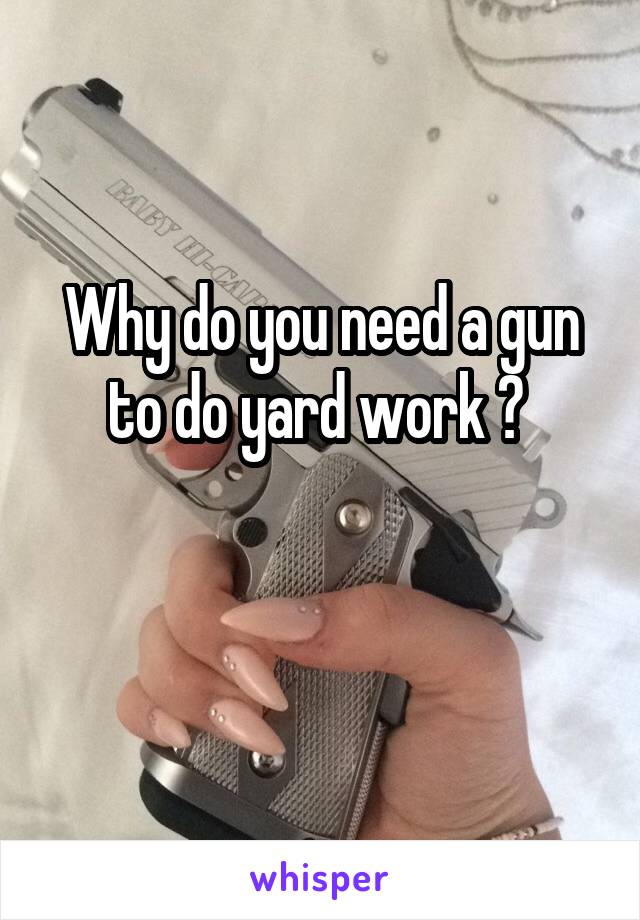 Why do you need a gun to do yard work ? 

