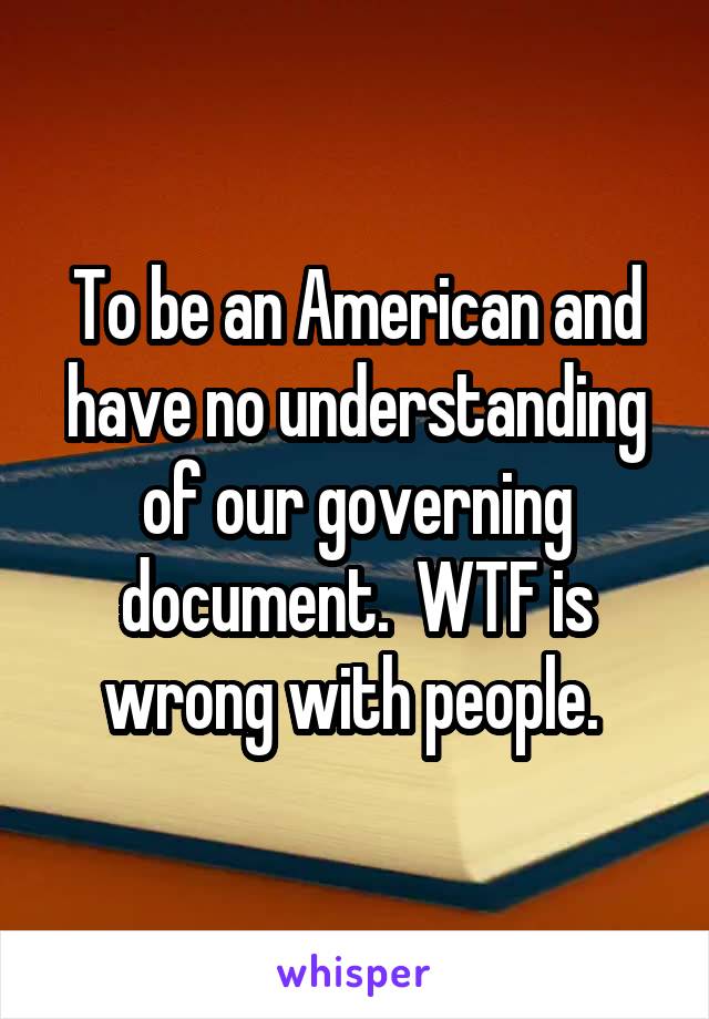 To be an American and have no understanding of our governing document.  WTF is wrong with people. 