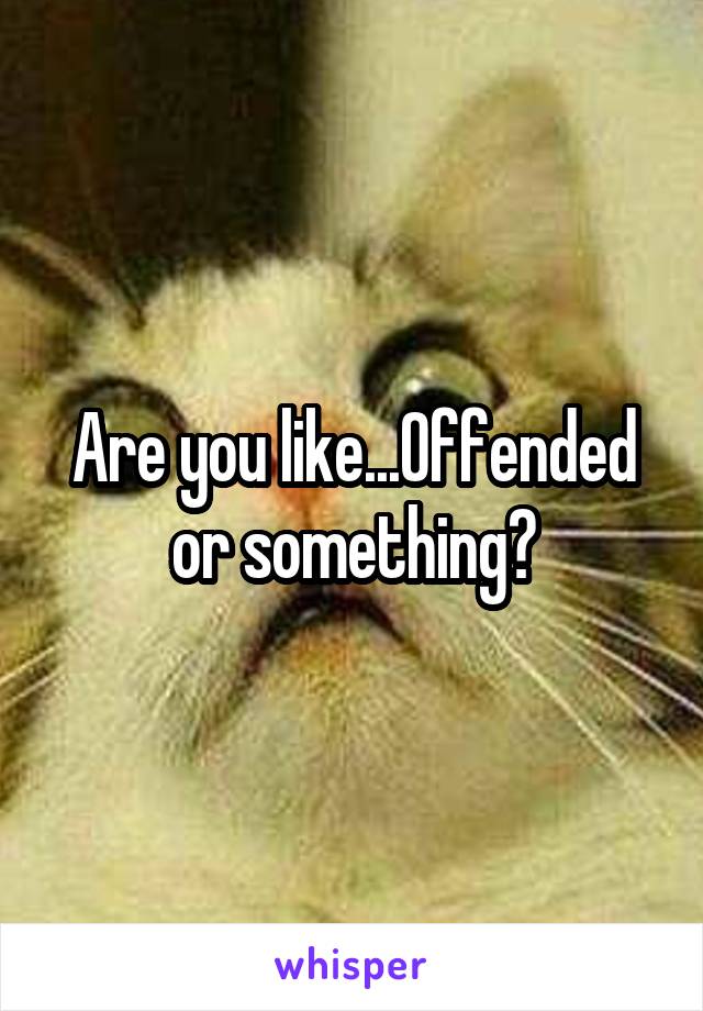 Are you like...Offended or something?