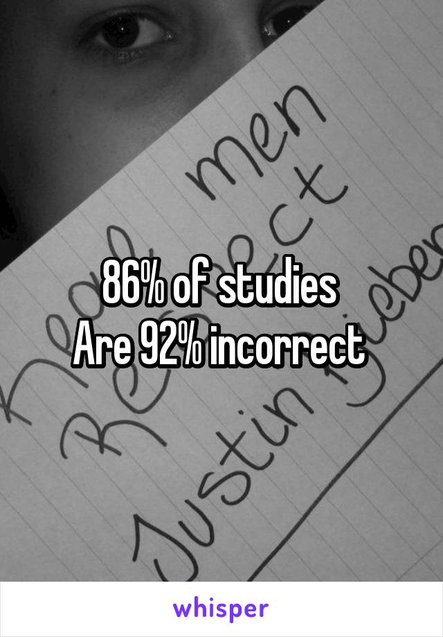 86% of studies 
Are 92% incorrect 