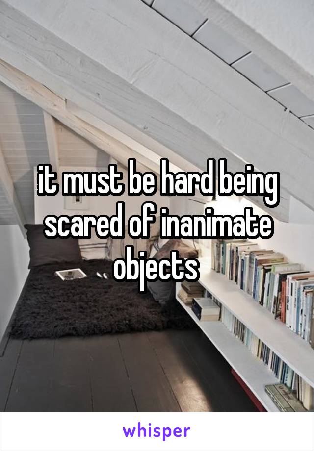 it must be hard being scared of inanimate objects 