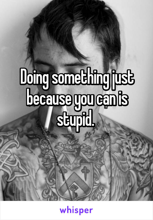 Doing something just because you can is stupid. 
