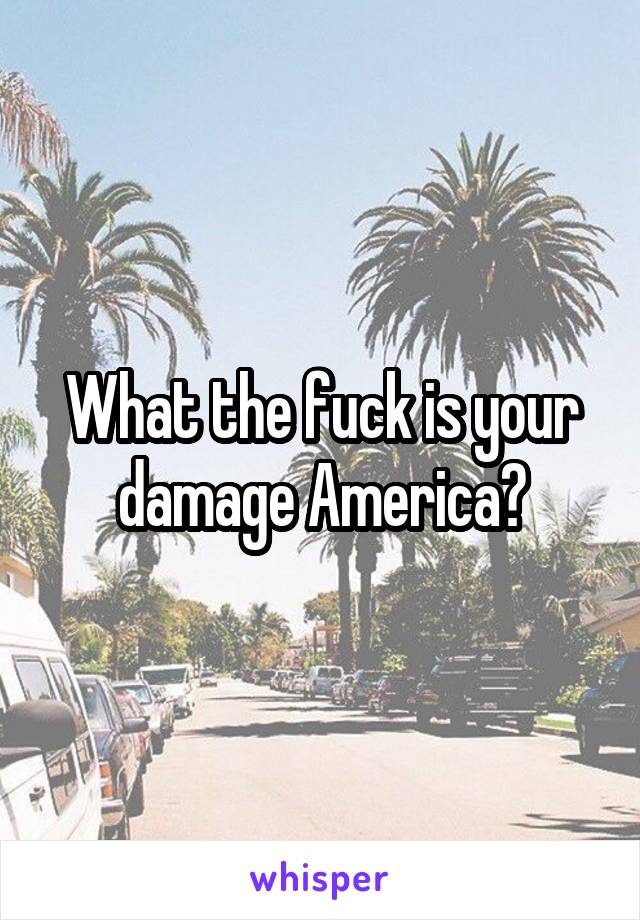 What the fuck is your damage America?