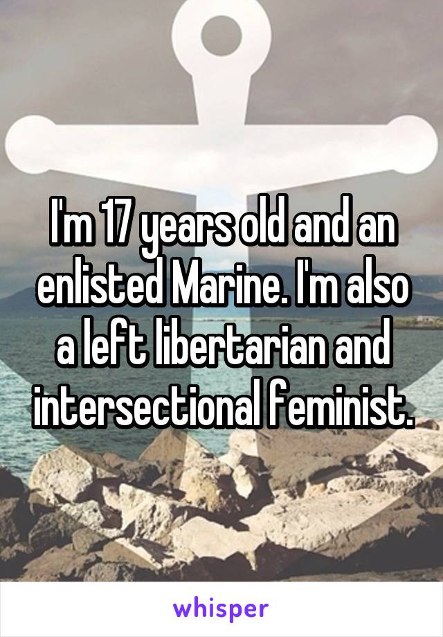 I'm 17 years old and an enlisted Marine. I'm also a left libertarian and intersectional feminist.