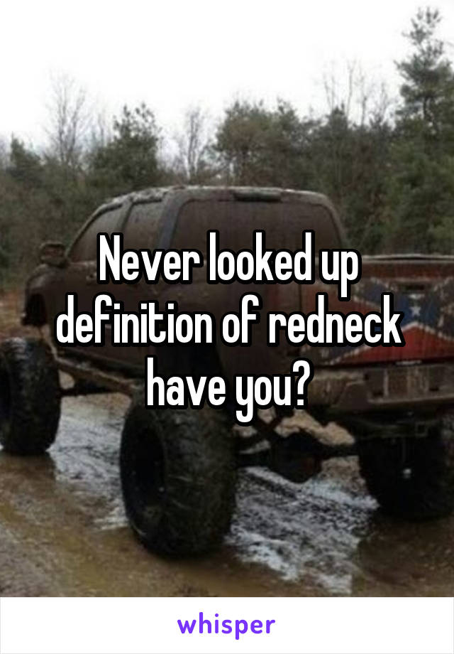 Never looked up definition of redneck have you?