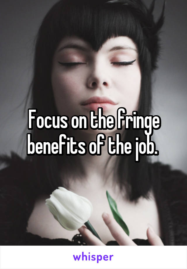 Focus on the fringe benefits of the job. 