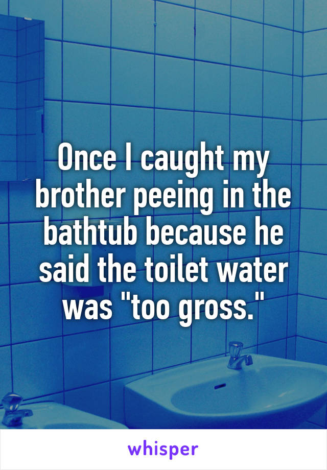 Once I caught my brother peeing in the bathtub because he said the toilet water was "too gross."