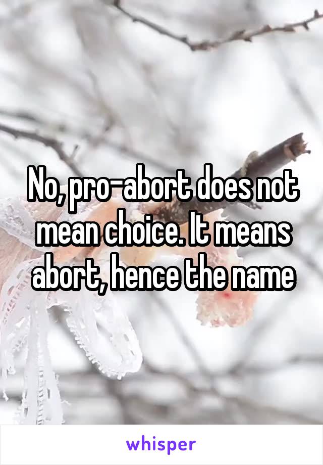 No, pro-abort does not mean choice. It means abort, hence the name