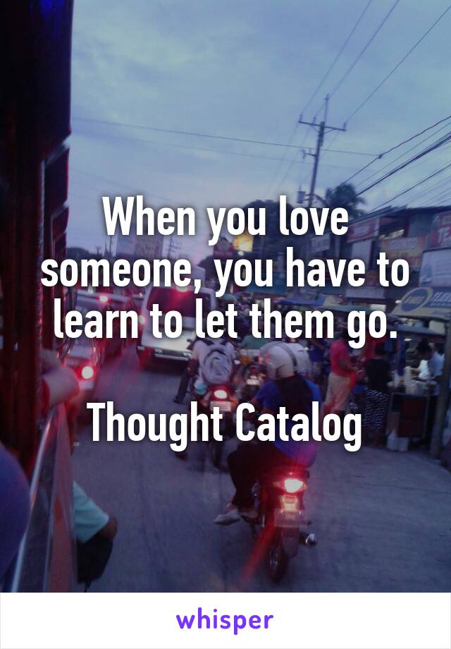 When you love someone, you have to learn to let them go.

Thought Catalog