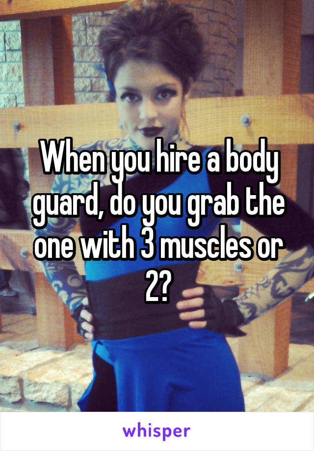 When you hire a body guard, do you grab the one with 3 muscles or 2?