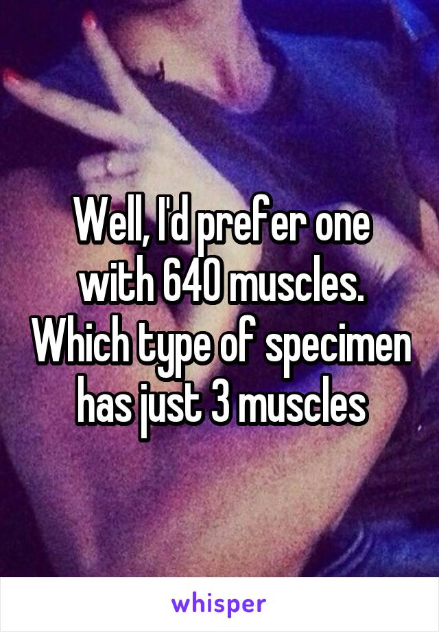 Well, I'd prefer one with 640 muscles. Which type of specimen has just 3 muscles