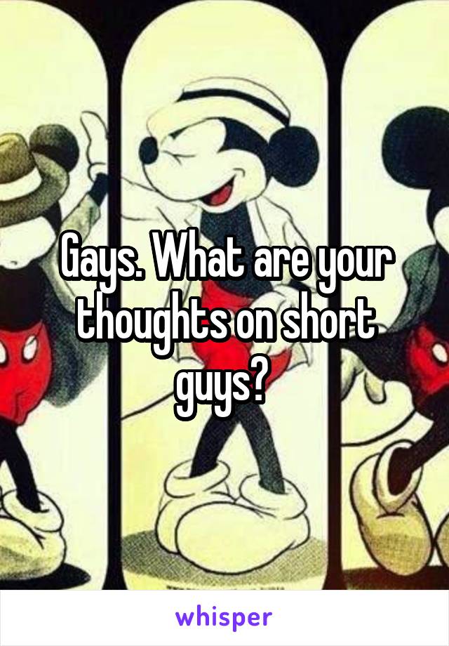 Gays. What are your thoughts on short guys? 