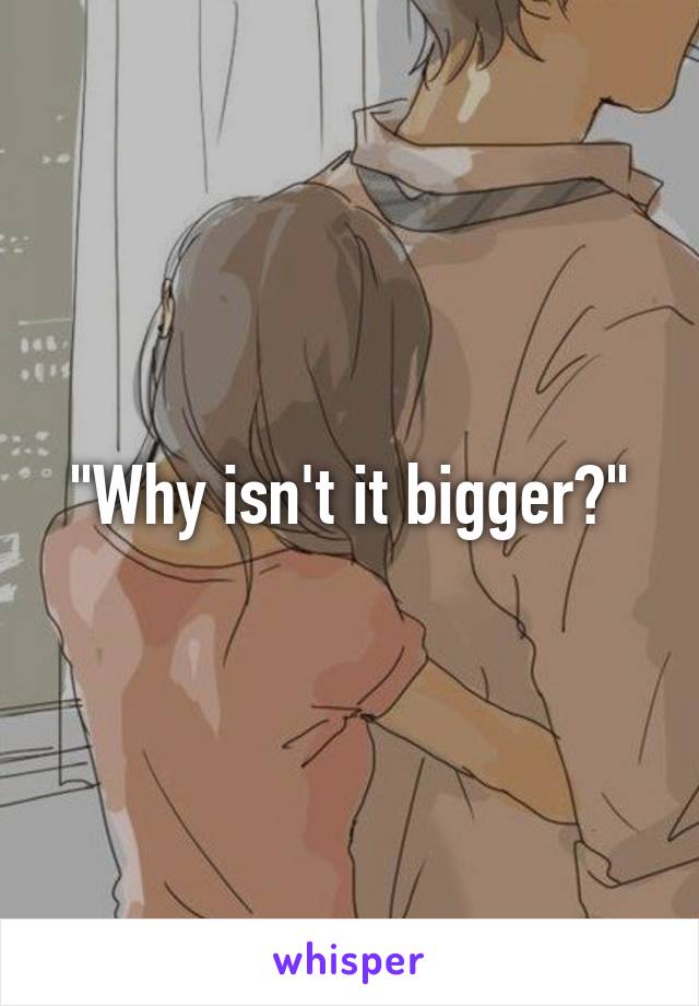 "Why isn't it bigger?"