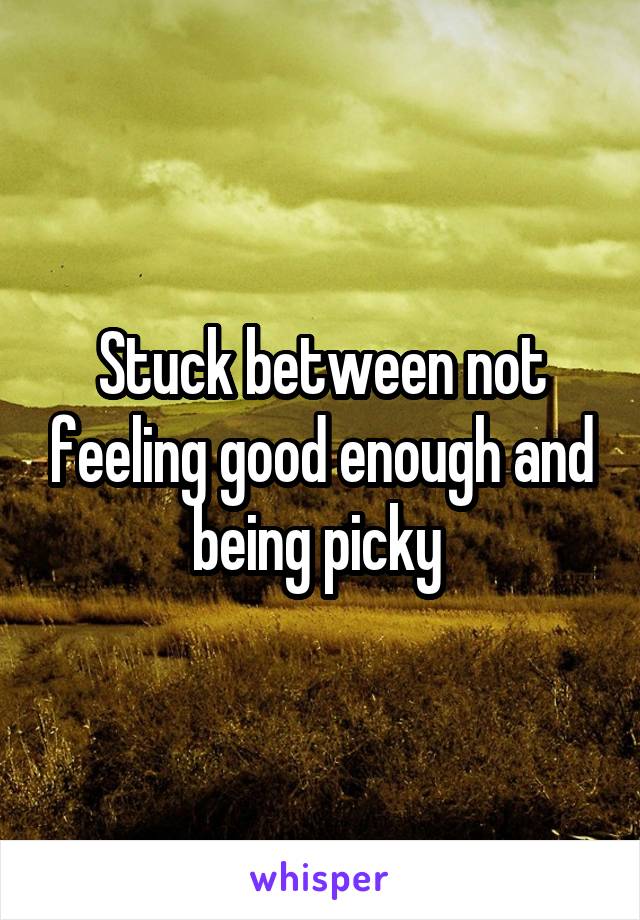Stuck between not feeling good enough and being picky 