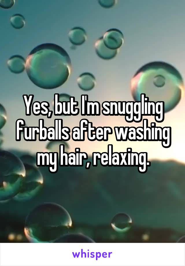 Yes, but I'm snuggling furballs after washing my hair, relaxing.
