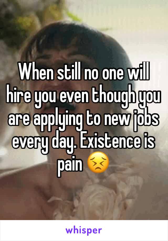 When still no one will hire you even though you are applying to new jobs every day. Existence is pain 😣