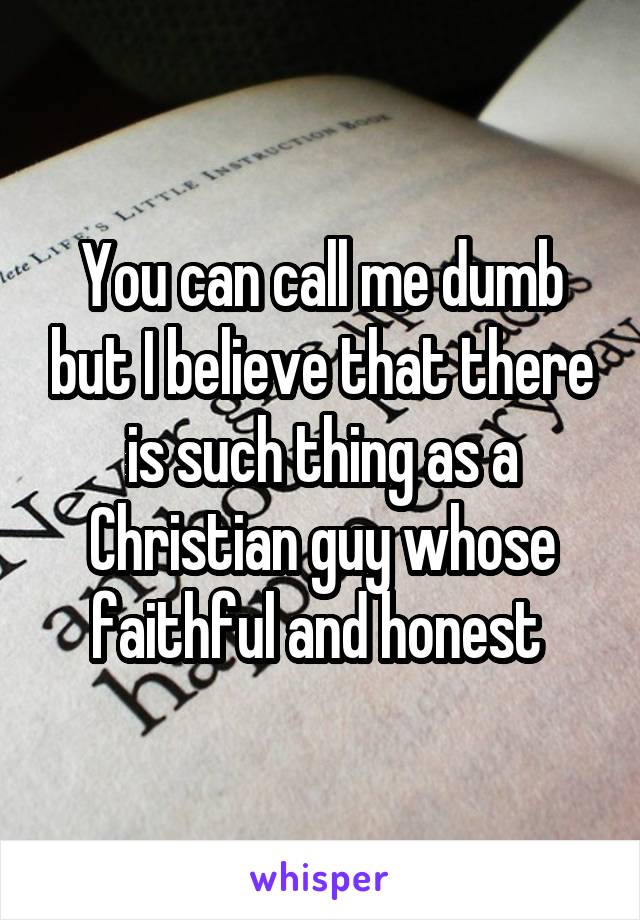 You can call me dumb but I believe that there is such thing as a Christian guy whose faithful and honest 