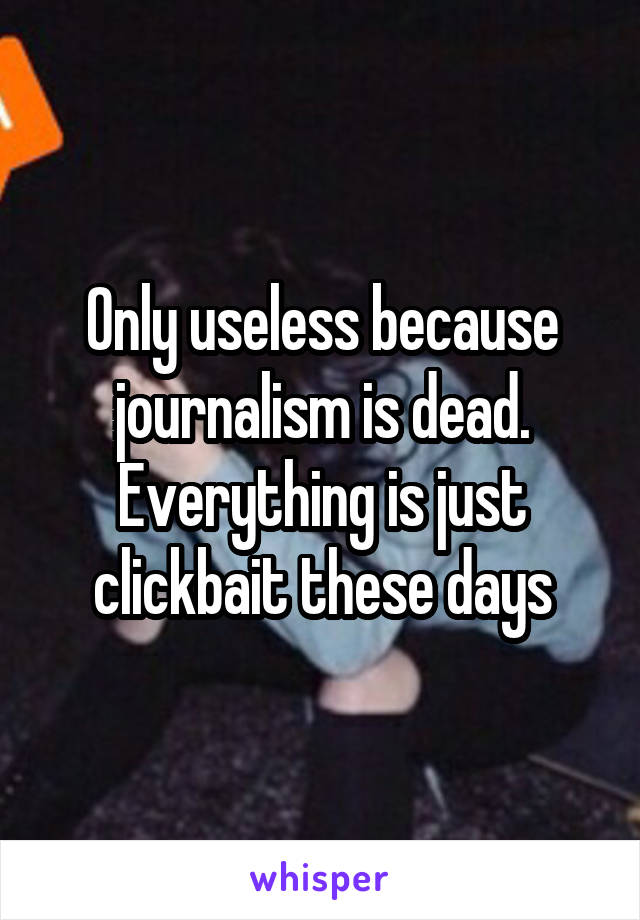 Only useless because journalism is dead. Everything is just clickbait these days