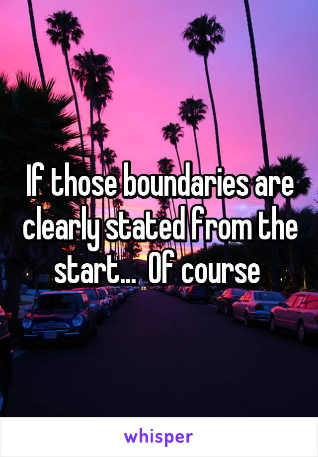 If those boundaries are clearly stated from the start...  Of course 