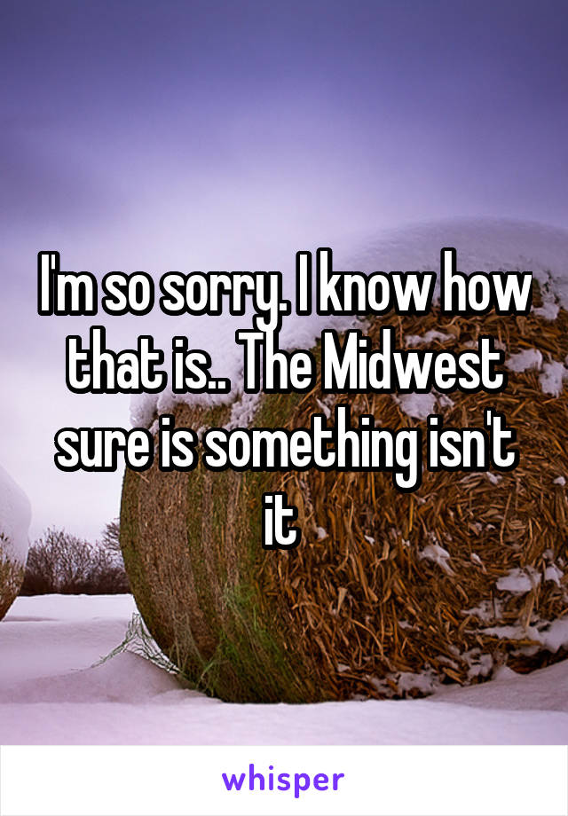 I'm so sorry. I know how that is.. The Midwest sure is something isn't it 