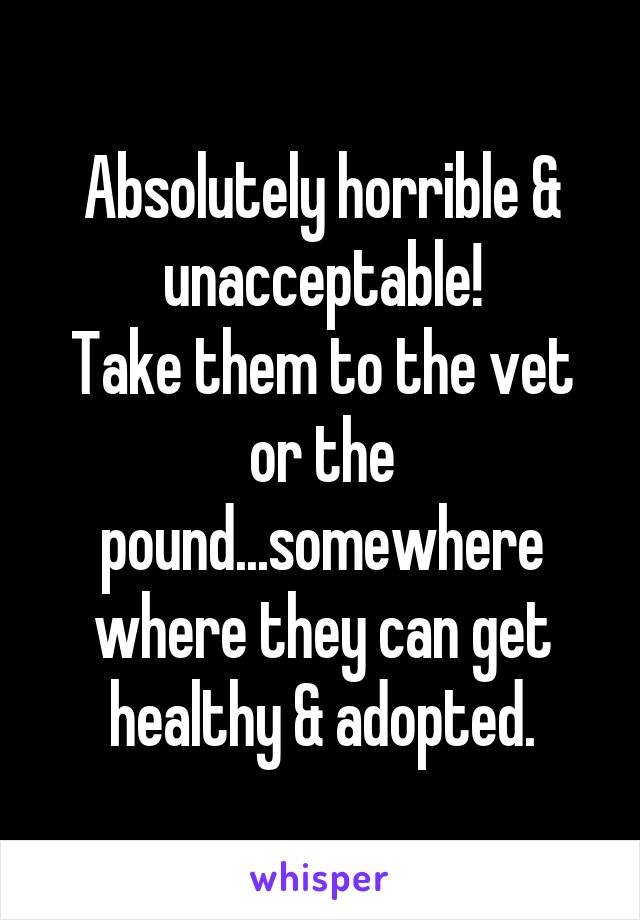 Absolutely horrible & unacceptable!
Take them to the vet or the pound...somewhere where they can get healthy & adopted.