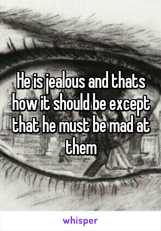 He is jealous and thats how it should be except that he must be mad at them