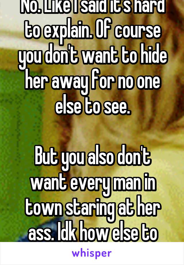No. Like I said it's hard to explain. Of course you don't want to hide her away for no one else to see.

But you also don't want every man in town staring at her ass. Idk how else to clarify that